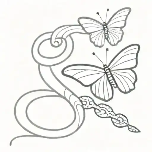 reputation snake & lover butterfly tattoo design idea