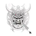 dual face samurai demon tattoo design idea