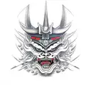 dual face samurai demon tattoo design idea
