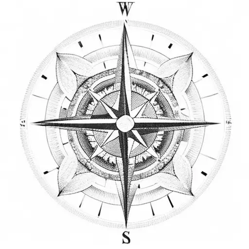 Compass needle tattoo design idea