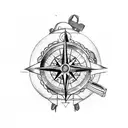 backpack and compass tattoo design idea