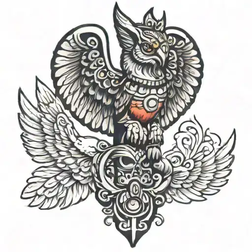 totem pole with wings spread tattoo design idea