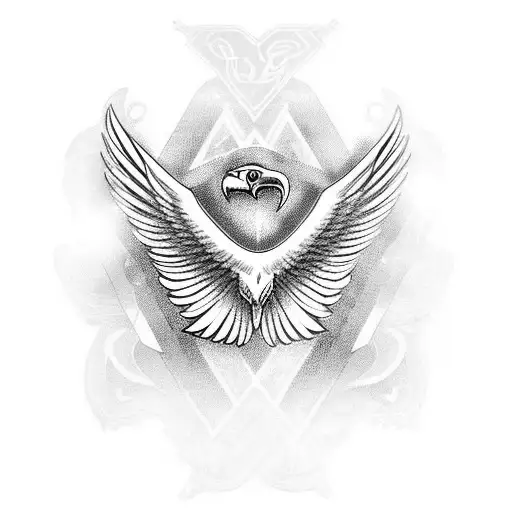eagle wings with christian cross tattoo design idea