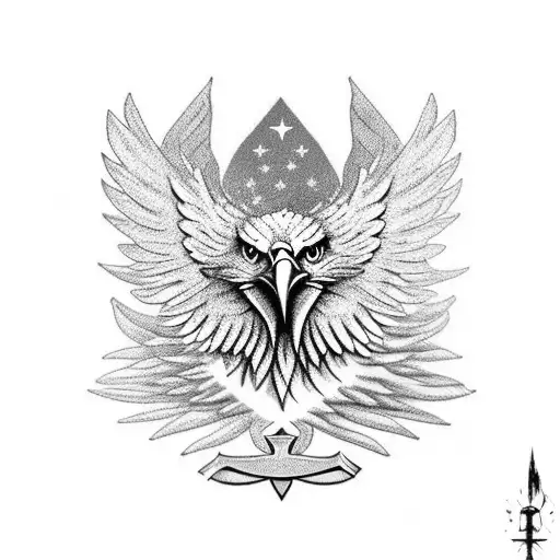 eagle wings with cross tattoo design idea
