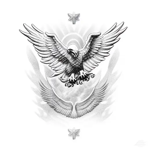 eagle wings with christian cross tattoo design idea