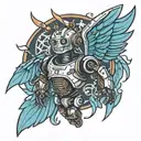 robot with wings  tattoo design idea