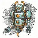 robot with wings  tattoo design idea