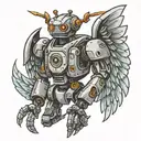 robot with wings  tattoo design idea