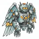 robot with wings  tattoo design idea