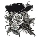 skill with long drooling tongue throwing up bloddy roses tattoo design idea