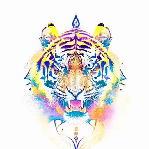 A yoga pose incorporating a gold tiger tattoo design idea