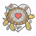 simple tortoise surrounded by heart shape tattoo design idea