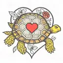 simple tortoise surrounded by heart shape tattoo design idea