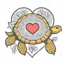 simple tortoise surrounded by heart shape tattoo design idea