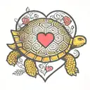 simple tortoise surrounded by heart shape tattoo design idea