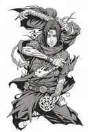 itachi full sleeve lot of Naruto elements inspired tattoo design idea