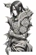 itachi full sleeve lot of Naruto elements inspired tattoo design idea