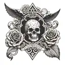 Led Zeppelin symbols incorporated, Clouds, Skull, Roses tattoo design idea