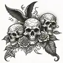 Led Zeppelin symbols incorporated, Clouds, Skull, Roses tattoo design idea