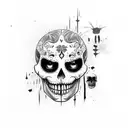 calavera with joker's makeup  tattoo design idea