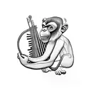 A bonobo monkey playing a musical instrument tattoo design idea