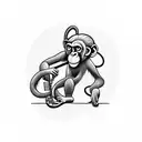 A bonobo monkey playing a musical instrument tattoo design idea