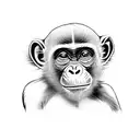 A bonobo monkey playing a musical instrument tattoo design idea