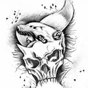 honey badger and skulls tattoo design idea
