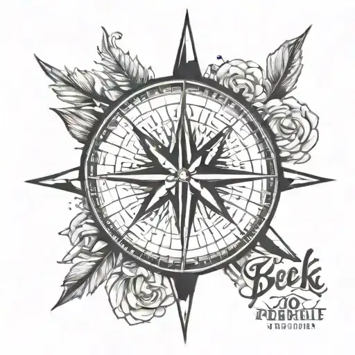 forearm tattoo, consisting of a compass point to the North Star with the words seek peace and pursue it,  tattoo design idea