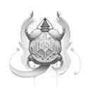 The design features a single dumpling, rendered in a stylized manner, emphasizing it's elegant shape and texture.  tattoo design idea