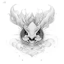 The design features a single dumpling, rendered in a stylized manner, emphasizing it's elegant shape and texture.  tattoo design idea