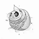 The design features a single momo dumpling, rendered in a stylized manner, emphasizing it's elegant shape and texture. I tattoo design idea