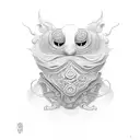 The design features a single momo dumpling, rendered in a stylized manner, emphasizing it's elegant shape and texture. I tattoo design idea