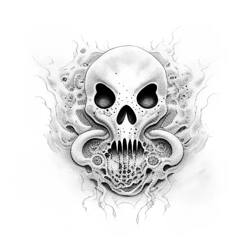 Ghost face emerging from a pool of blood tattoo design idea