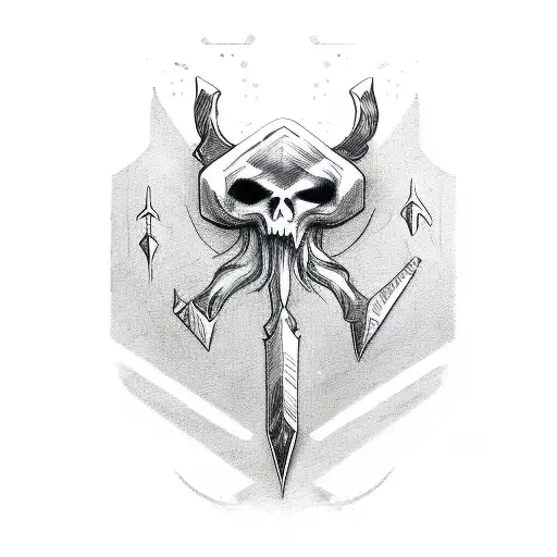 Ghost face incorporated into a sketch-style dagger tattoo design idea