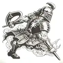 german warrior battling tattoo design idea