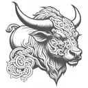 angry bull head tattoo design idea
