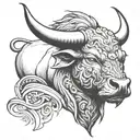 angry bull head tattoo design idea