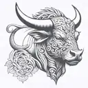 angry bull head tattoo design idea