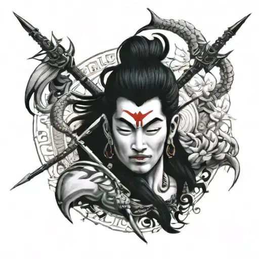 shiva bow and arrow tattoo design idea