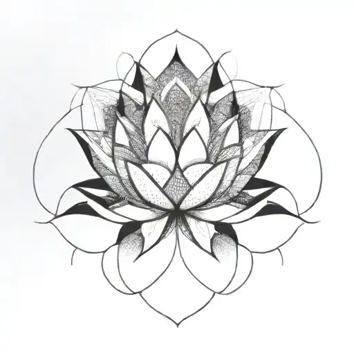Lotus Flower Cubism tattoo design idea