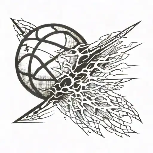 bold number 4 filled in with texture of a basketball tattoo design idea