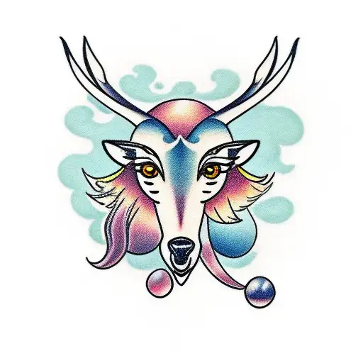 gazelle, eyes women, sea tattoo design idea