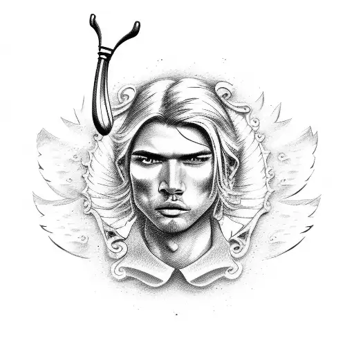 Cowboy Angel with trumpet tattoo design idea
