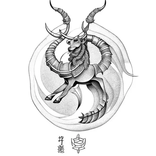 Capricorn on upper arm  tattoo design idea