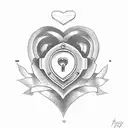 A heart-shaped lock with a keyhole, representing the power of love and the importance of unlocking one's heart tattoo design idea