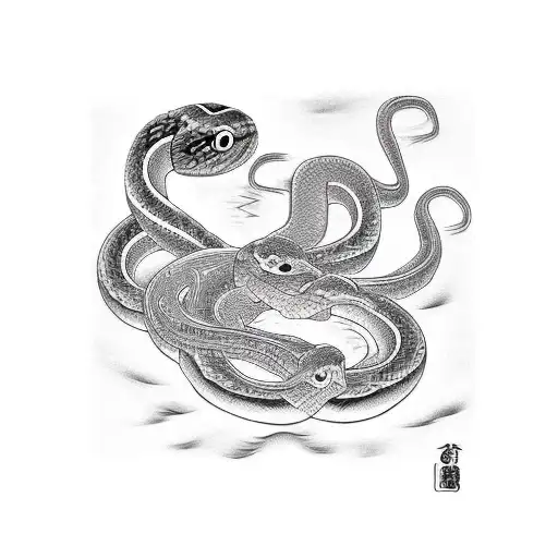 Snake black and white  tattoo design idea