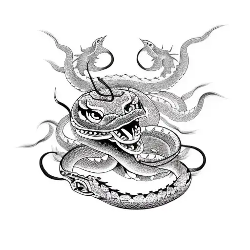 vicious Snake black and white  tattoo design idea