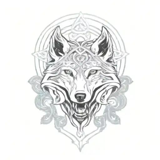 celtic knot fenrir wolf tattoo design idea