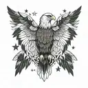 Who satisfieth thy mouth with good things; so that thy youth is renewed like the eagle's. wings, sky, stars, girly tattoo design idea